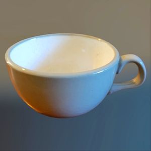 1 Vtg Midcentury 1950's Harkerware Stoneware Tea Cup Oven Proof Gray/White